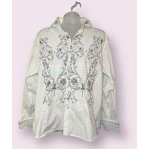 Pronti Collection By Phita Men's Size 2XL Floral Embroidered Button Down Shirt
